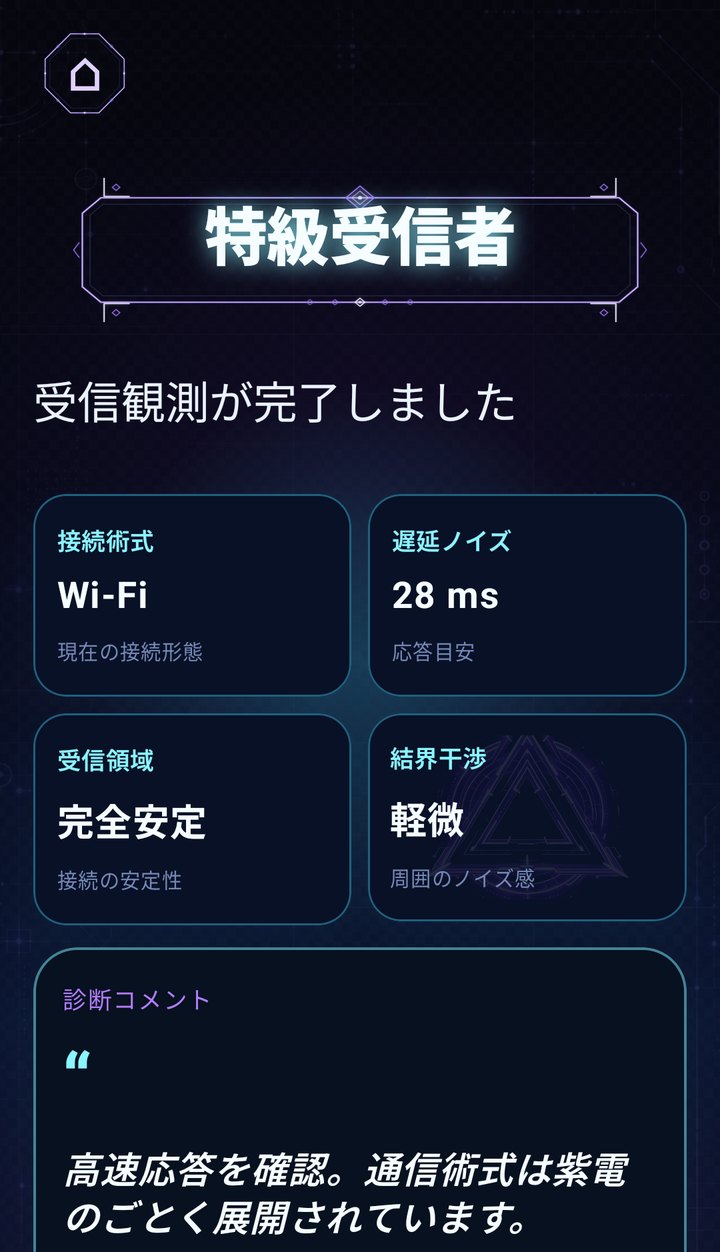 受術回線の診断結果画面